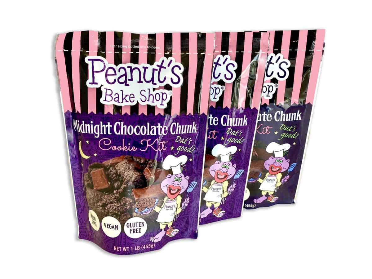 Peanut's Bake Shop - Vegan and Gluten-Free Cookie Mix | Non-GMO, Kosher Cookie Mixes for Decadent Treats (Midnight Chocolate Chunk - 3 Pack)