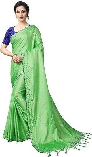 Womens Papar Silk & Velvet Saree With Blouse Piece