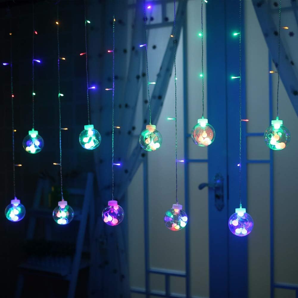 WHBLLC Bamboo Ceramic Resin Metal Crystal LED Romantic Window Curtain Wishing Ball String Festival Home Decoration Lights for Xmas Party