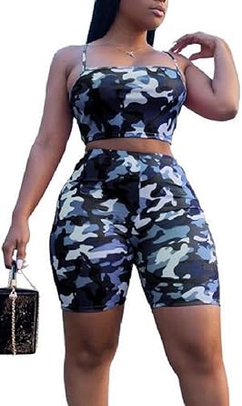 blue camo biker shorts