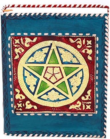 Imperial Vintage Leather Journal Embossed Pentagon Star Handmade Paper Notebook Diary Sketchbook Travel And Thought Blank Book for Writing &amp; Sketching 9 x 7" - Turquoise