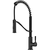 KRAUS Torak Pull Down Kitchen Faucet in Matte Black with Commercial Style Spring Spout, 2 Function Sprayer, Pre-Attached Water Lines, and Mounting Hardware, KPF-2635MB