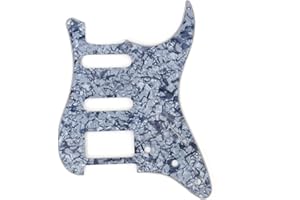Musiclily 4Ply HSS 11 Holes Strat Pick Guards Electric Guitar Pickguard for Fender US/Mexico Made Standard Stratocaster Modern Style Guitar Parts,Pearl Grey