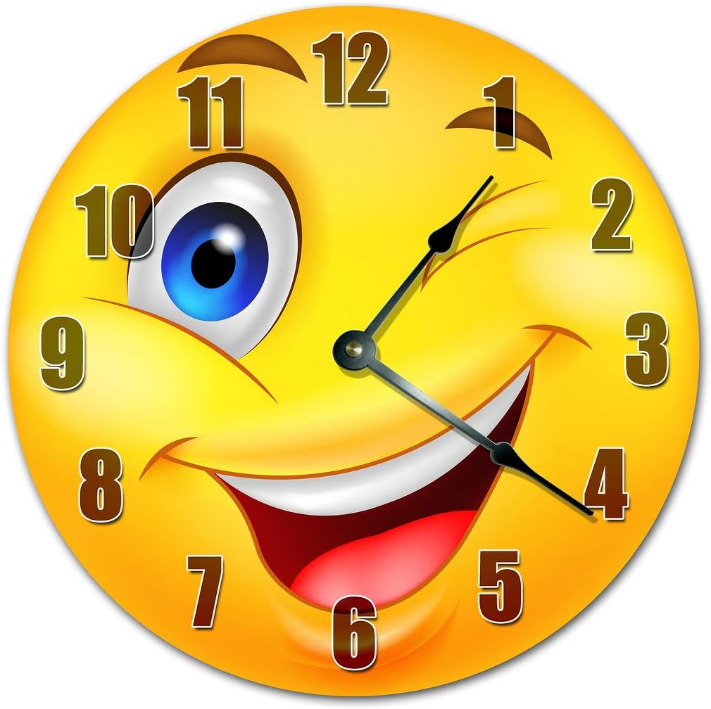 10,5 "guiño amarillo con diseño de emoticonos Emoji Reloj grande 10