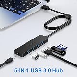 Aceele USB Hub 3.0 4-Port with 2ft Extension Cable and Type-C Power Port view 4
