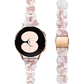 BAIHUIAM Resin Bands Compatible with Galaxy Watch 7/6/5/4/FE Band 40mm 44mm Women, Slim 20mm Band for Galaxy Watch 6/4 Classic 43mm 47mm 42mm 46mm, White