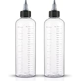 Cosywell Applicator Bottle for Hair 8.5oz 2 Pack Hair Squeeze Bottles | with Graduated Scale, Hair Dye Applicator Bottle, Twist-On Top Tip Cap, Empty Plastic Hair Color Oil Bottle
