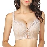 FallSweet Plus Size Lace Bra C Cup Wide Back Push Up Brassiere for Women