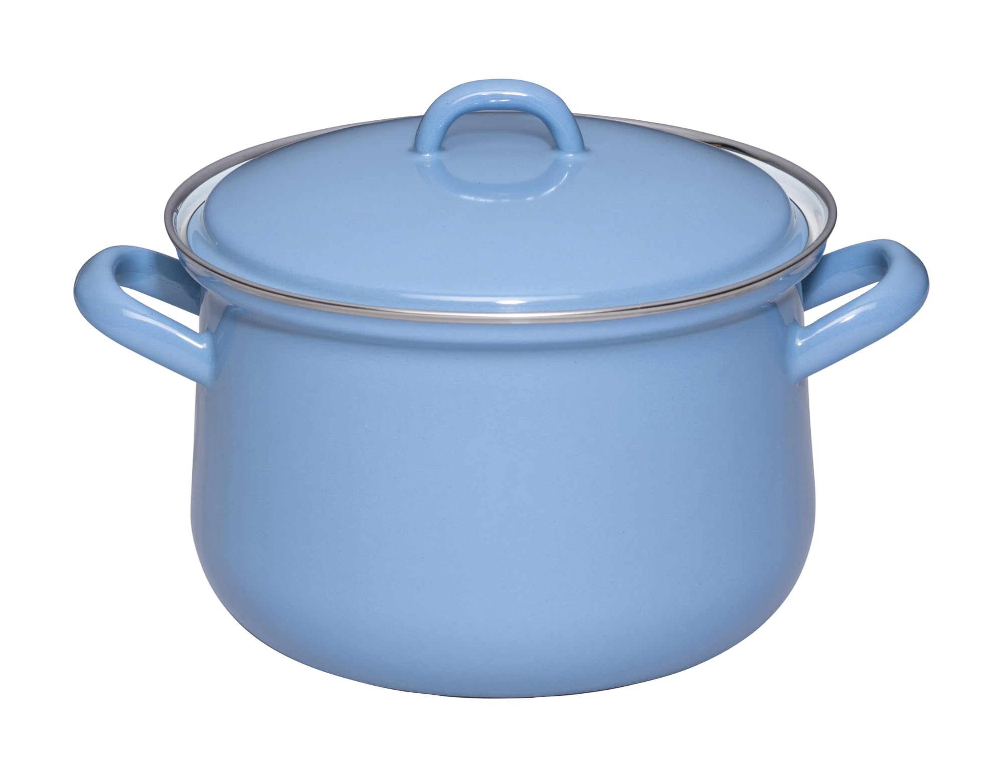 Riess, 0607-128, Casserole Pot with Lid 18 cm, 2.5 L, Enamel Cookware, Cooking Pot, Classic Edition Nature Blue Medium, 1.41 kg, 2.5 Litres, 25.5 x 19.8 x 12.5 cm