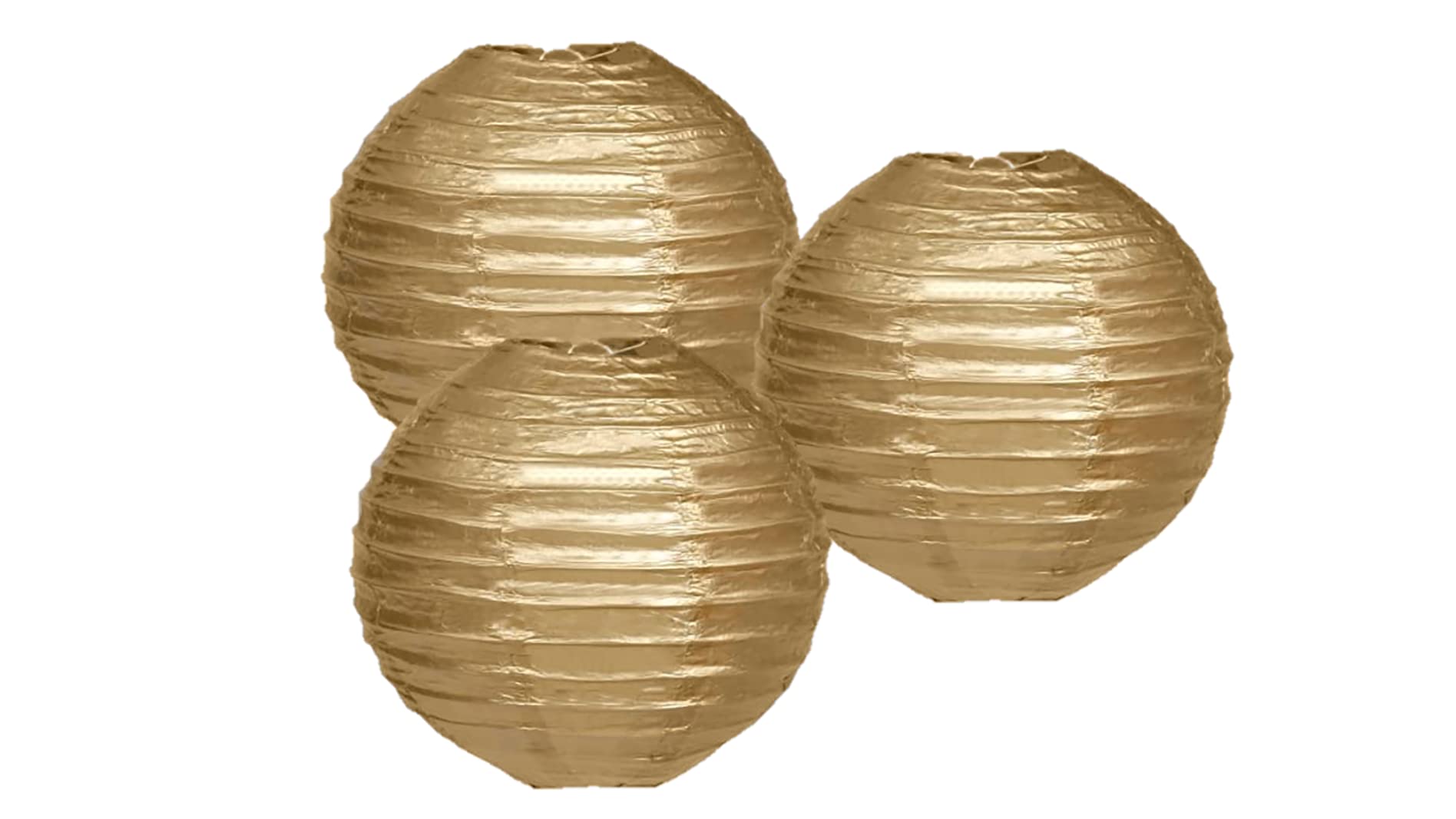 Paper Lanterns Mix Color Packs of 3 Round Paper Lanterns Lampshade Party Decorations (Gold, 12" (30 Cm))