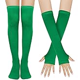 Benefeet Sox Womens Girls Striped Thigh High Socks Over Knee High Socks Leg Arm Warmer Fingerless Gloves Set Tube Costume