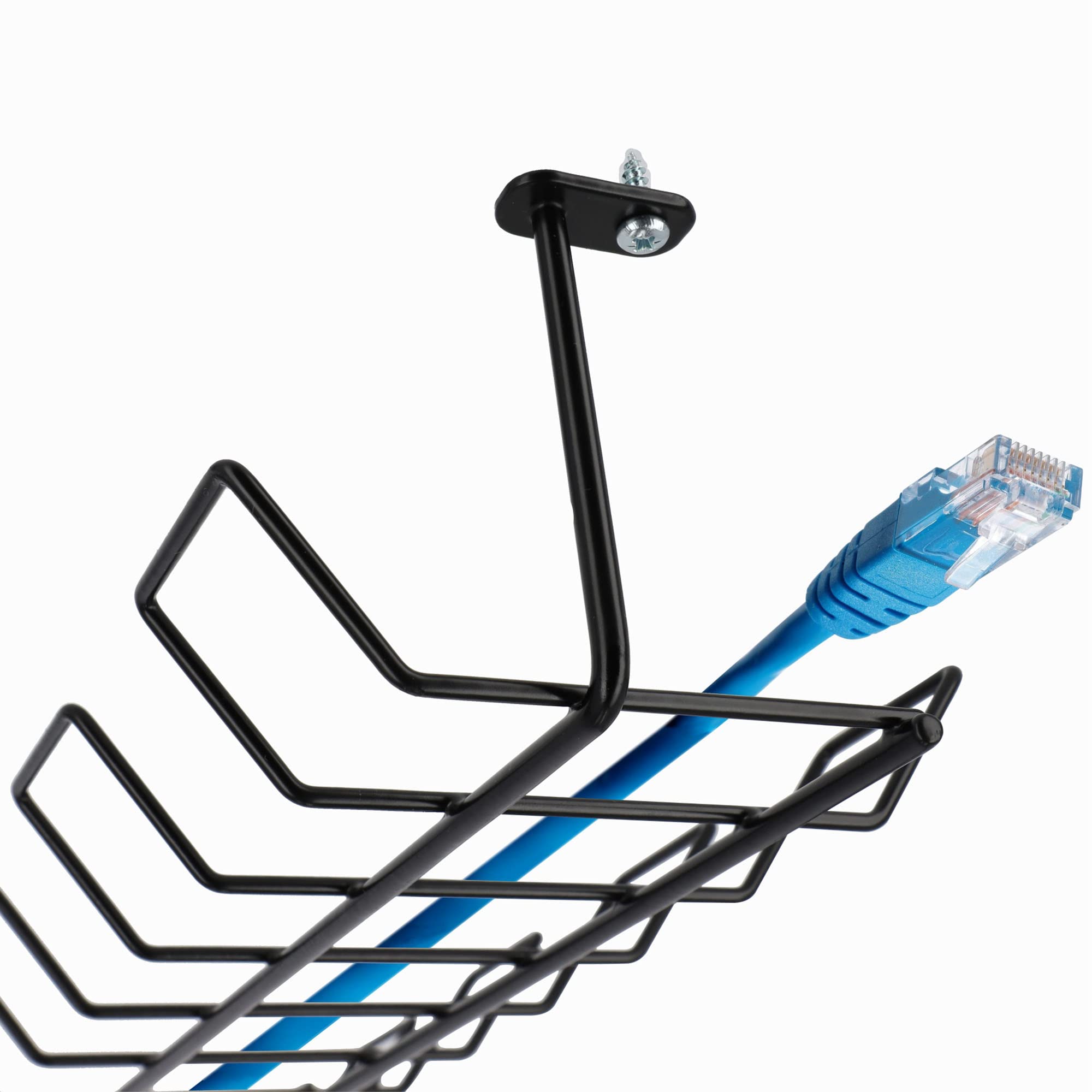 KADAX Cable Tray, Black Cable Duct, 72.5 x 16.5 x 8.7 cm, Powder Coated Steel Cable Tray, Cable Management Desk for Office and Home, Under Desk Cable Organizer