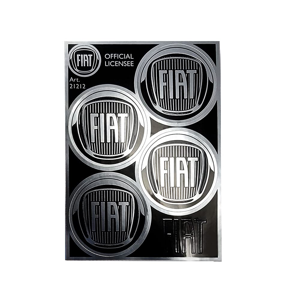 Fiat 21212 Official Wheel-cover Stickers 4 Black Logos 48 mm