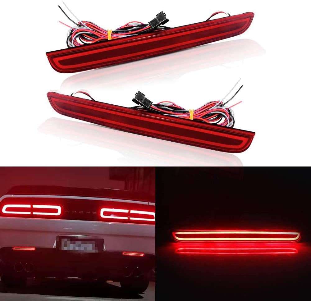 GTINTHEBOX Red Lens LED Rear Bumper Reflector Brake Tail Light for 2015
