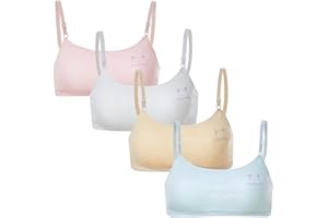 HewMay 4-8 Pack Girls' Training Bra Age 10-14 Teen Student Bra with Adjustable Straps