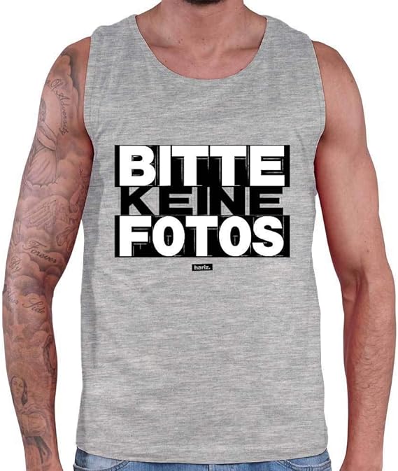 HARIZ Herren Tank Top Bitte Keine Fotos Sprüche Schwarz Weiß Plus