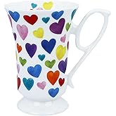 Glen Mila Small 7oz Heart Coffee Mug Heart Pattern Coffee Mugs Bone China Cute Coffee Mug Birthday Gifts for Her Women Mom Friends