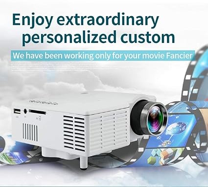 Alfa Mart Mini Portable LED Projector 1080P Multimedia Home Cinema Theater LED Beamer Projector for Home Lightweight Projector with Remote Control (White)