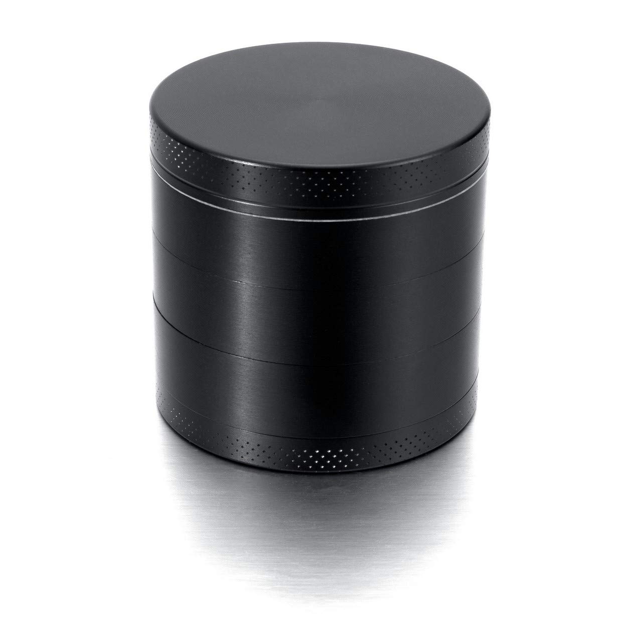 Herb Grinder Portable Metal Grinder 4 Layers Spice Grinder 2" Mini Pocket Crusher Mill with Magnetic Lid, Pollen Scraper, Razor-Sharp Teeth, Mesh Filter, Black