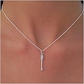 Andelaisi Boho Arrow Pendant Choker Necklace - Silver Arrow Cupid Vintage Minimal Jewelry for Women