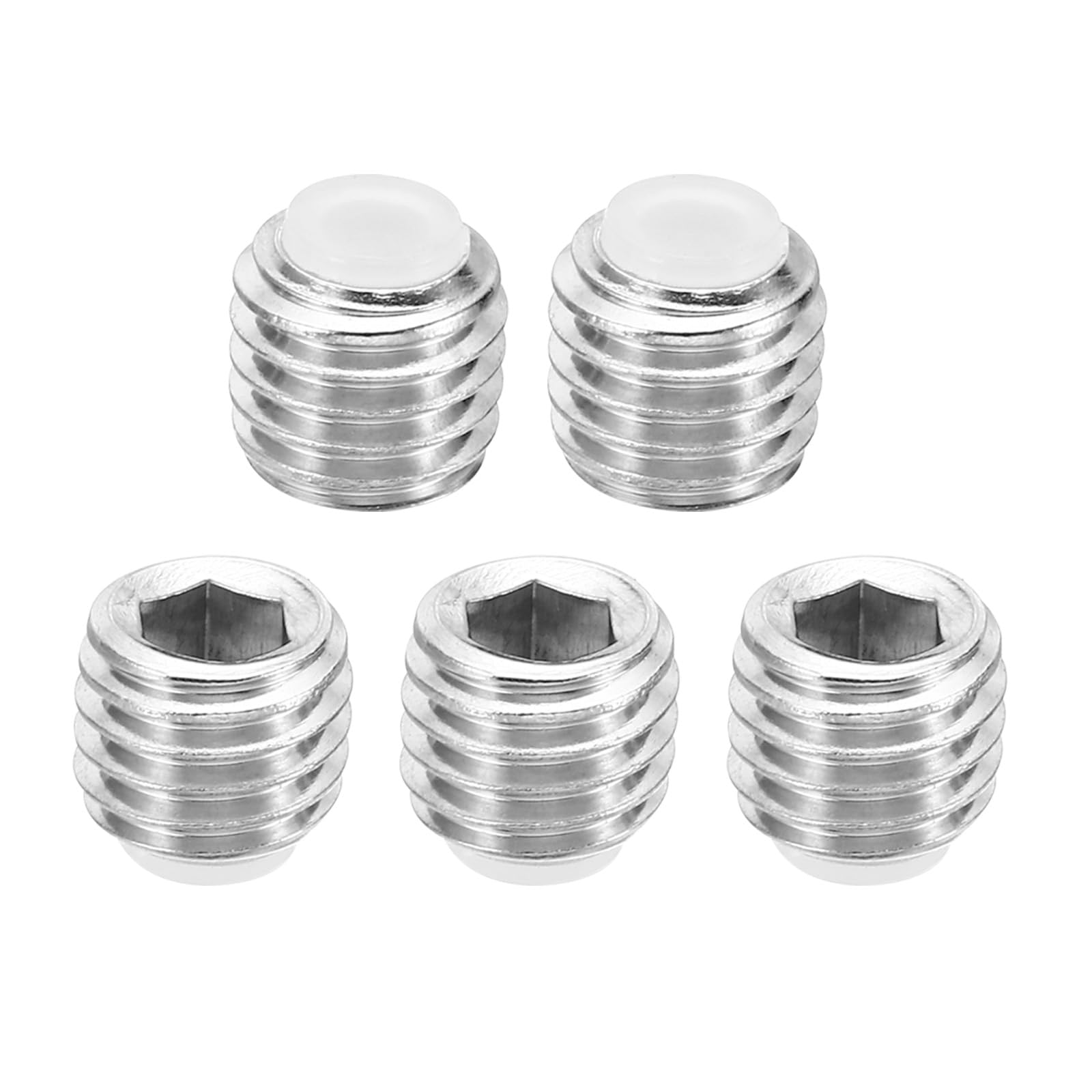 PATIKIL M12x10mm Nylon Tip Grub Screw, 5 Pack Metric Hex Socket Head Cup Point Anti Slip Set Screws Internal Hex Drive Hardware, 304 Stainless Steel