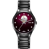 Rado - True Round - Unisex Automatic Swiss Watch - 40mm Red Black Dial - Black High-Tech Ceramic Bracelet - R27107742