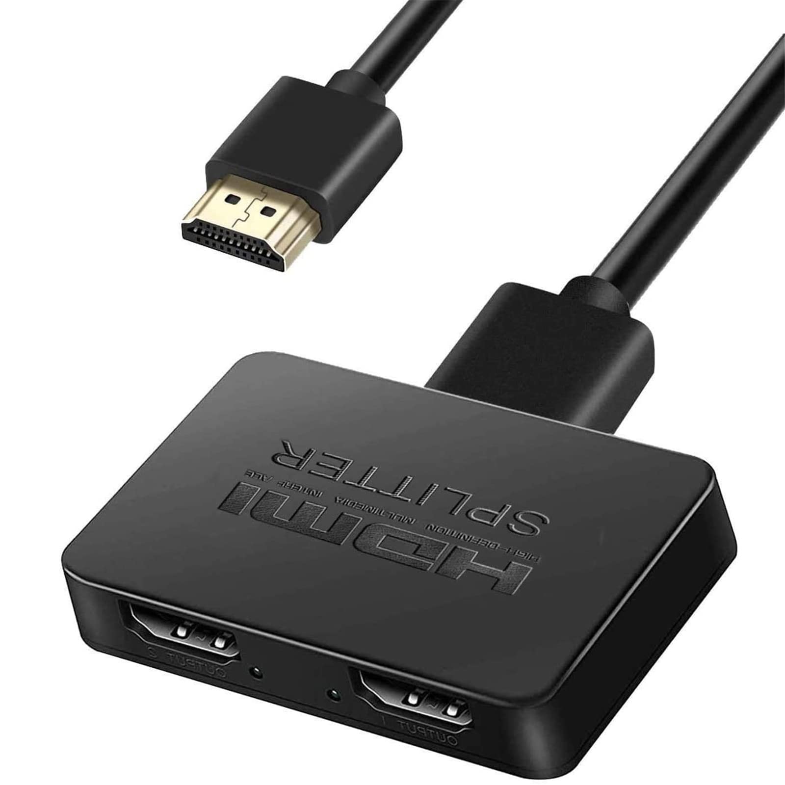 RMFC HDMI Splitter 1 in 2 Out, 4K HDMI Splitter for Dual Monitors, HDMI Splitter 1 to 2 Amplifier Full HD 1080P 3D with High Speed HDMI Cable for HDTV DVD PS3 Xbox