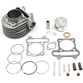 Glixal GY6 150cc 57.4mm Cylinder Rebuild kit with Piston Set | Big Cooling Fins, Compatible with 4 Stroke 152QMI 157QMJ Engine Taotao Jonway Znen Lance Roketa Scooter ATV Moped and Go-Kart