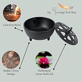 The Smudge Stick Shop Cast Iron Incense Burner - Lotus Patterned Lid view 4