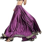 ROYAL SMEELA Belly Dance Skirt Belly Dancer Costumes for Women Satin Skirt Maxi Slit Flamenco Skirts Belly Dancing Outfit