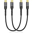 CableCreation USB C Cable Short 1ft 2pcs, USB C 60W Fast Charging Braided Type C Data Cord for iPhone 15/16, iPad Pro, MacBook,Galaxy S24 23 22, Powerbank, Tablet, Android Auto/Cellphone
