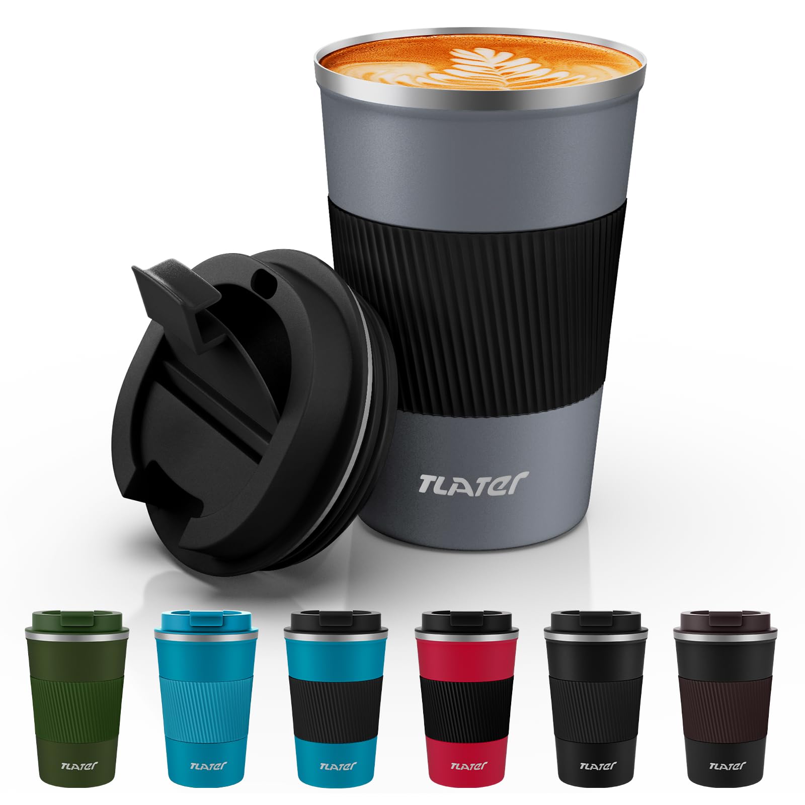 Travel Mug Tlater 380ml Insulated Coffee Cup with Leakproof Lids — image 1