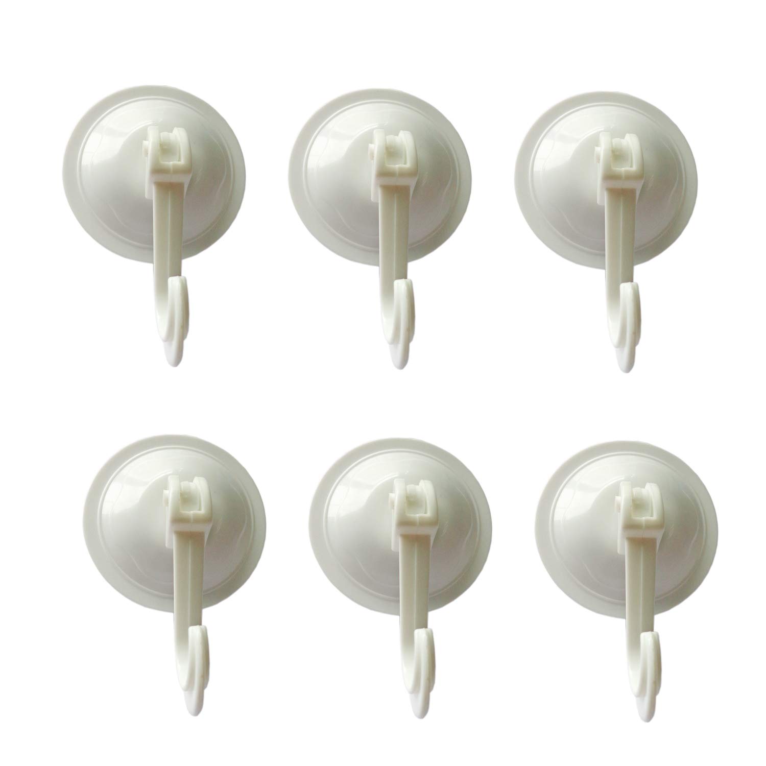 SANSUM Vacuum Suction Cup Hooks 6pcs, Strong Vacuum Removable Holder for Kitchen Restroom Bathroom and Room Hanger Storage