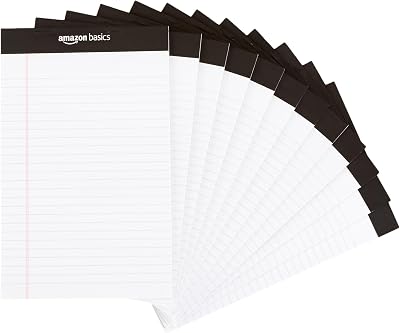 Legal/Wide Strisce, 50 fogli per cuscinetto, confezione da 12, formato A5 x 8-pollici, bianco