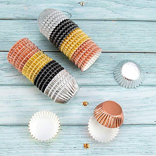 1000 PCS Cupcake Liners 1.25 inches Mini Foil Baking Cups Wrapper Muffin Cases Gold and Silver Tulip Paper Cups for Baby Shower, Birthday Party, Weddings Decorations (Silver,Gold,Rose Gold,Black) - Thumbnail 3