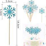 Aidi Frozen Cake Toppers 20pcs Snowflake Blue & Silver Party Decorations view 2