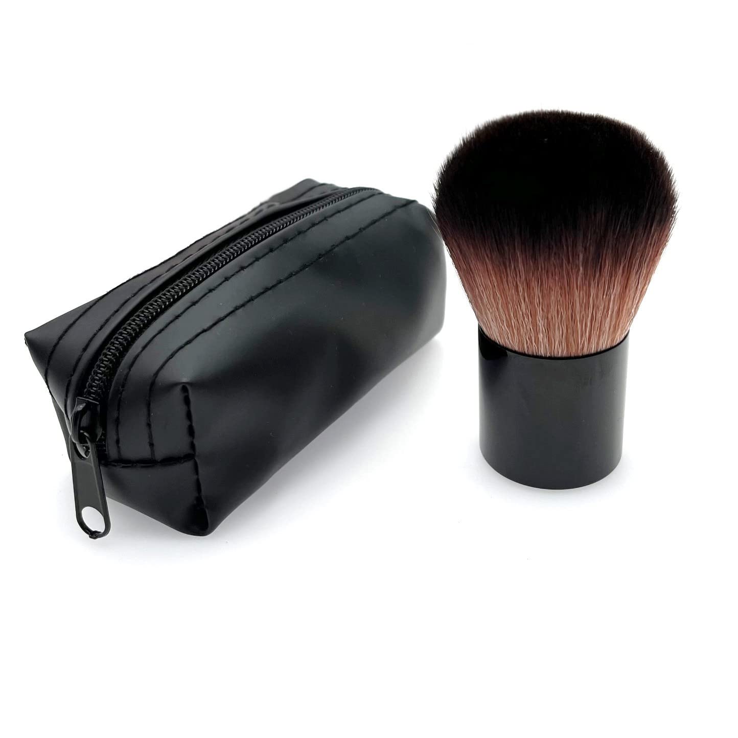 JZK Professional soft face powder make up brush with storage case, highlighter brush for blusher, bronzer brush travel, bronzing brush for face, blush brush for cheeks makeup