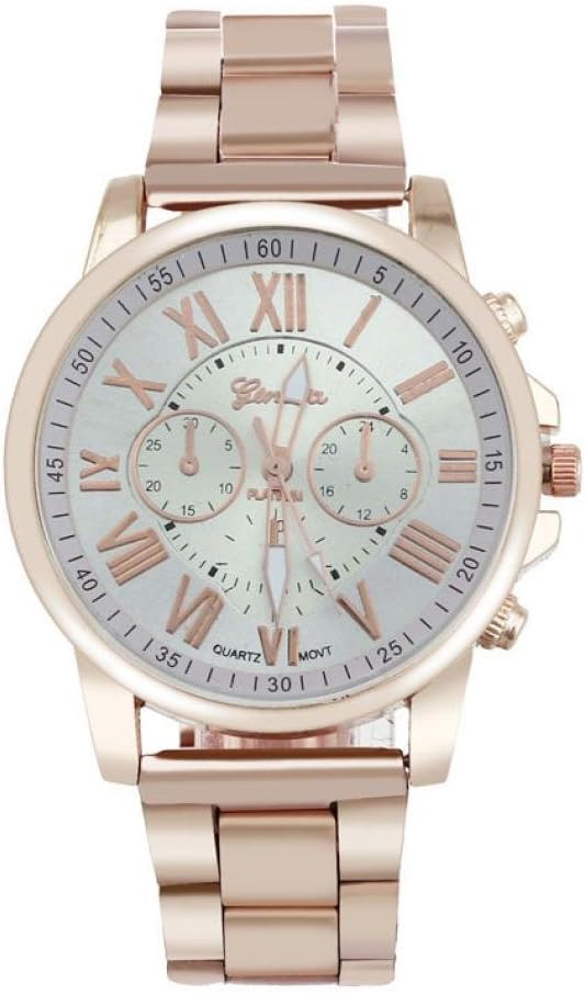 Hot Sale ! ღ Ninasill ღ Roman Number Geneva Stainless Steel Quartz Sports Dial Wrist Watch