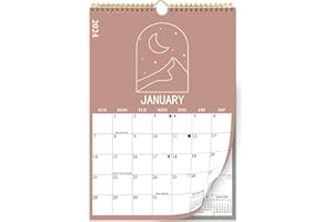 PIOOJK 2024 Calendar - Wall Calendar From January 2024 to December 2024, 2024 Aesthetic Modern Boho Vertical Hanging Large Calendar with Moon Phases, Perfect for Monthly Organizing & Planning, 10"×14.5"