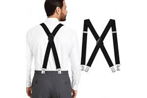 MAN OF MEN Suspenders for Men Heavy Duty - Adjustable 1.5” X-Back Men's Suspenders Tuxedo Suspender for Men