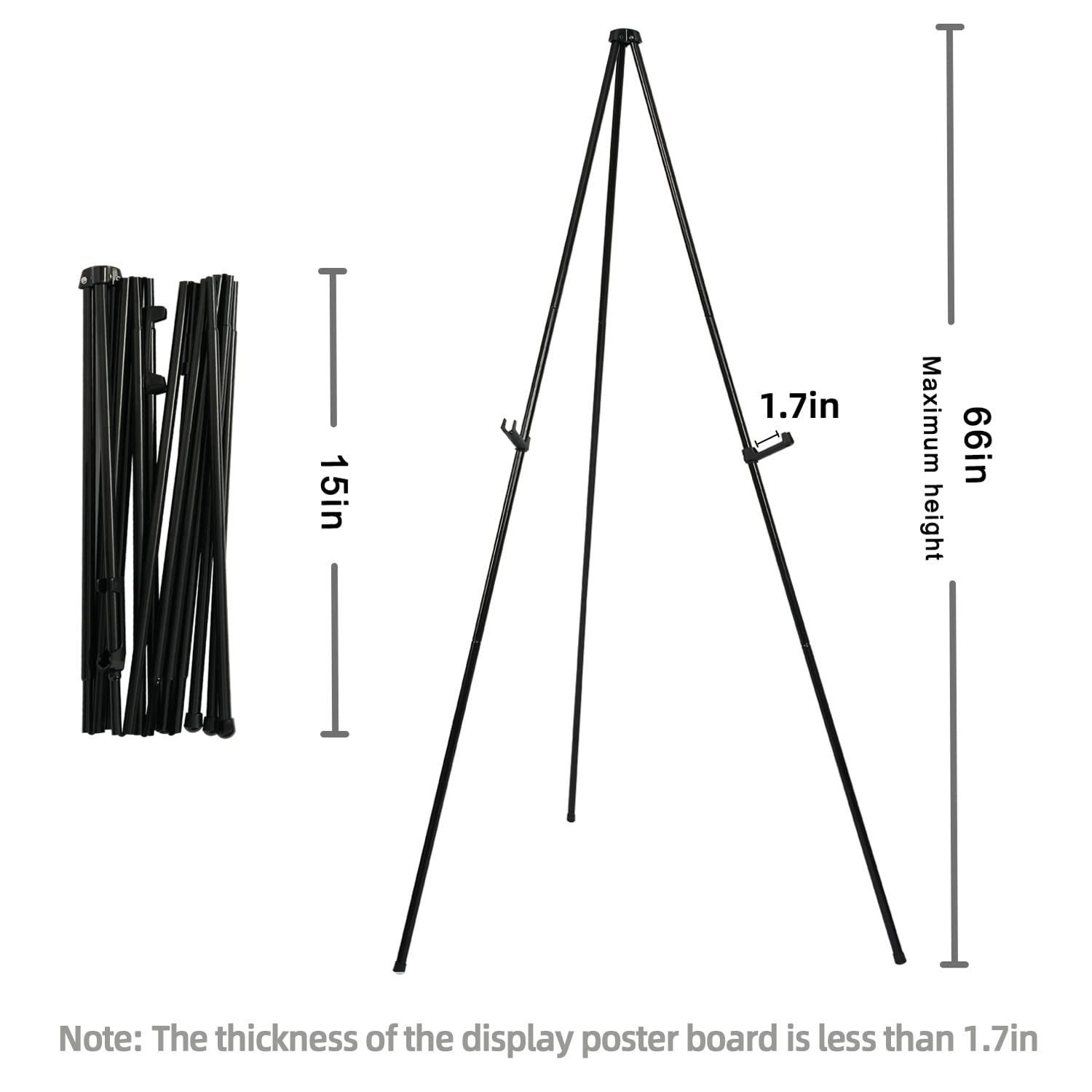 Easel Stand for Display Floor Easels for Signs Black Tripod for Poster Welcome Board Stands, Base 63