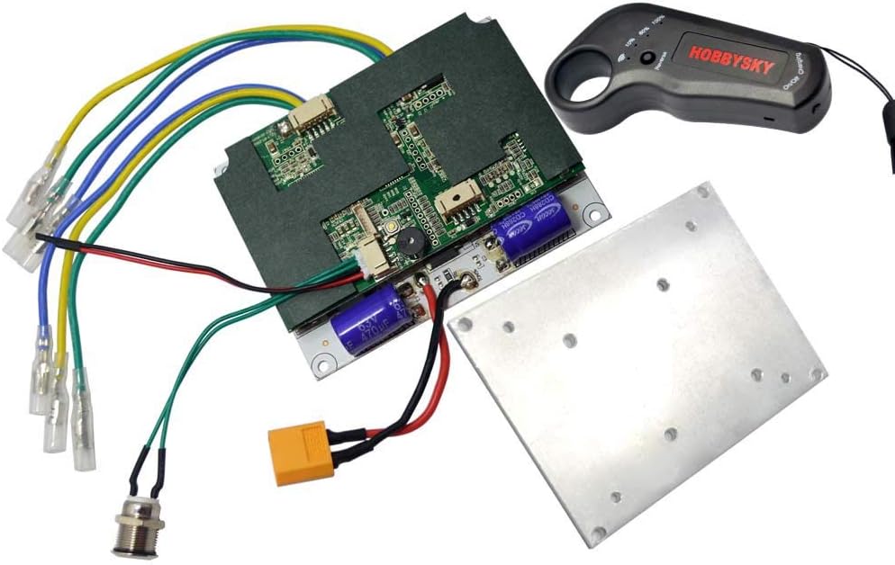 Hobbysky 24V/36V Single/Upgrade Dual Motor Drive ESC for Brushless Belt Motor & Wireless 2.4G Remote Control Transmitter for Electric Skateboard Longboard Scooter DIY Skateboard