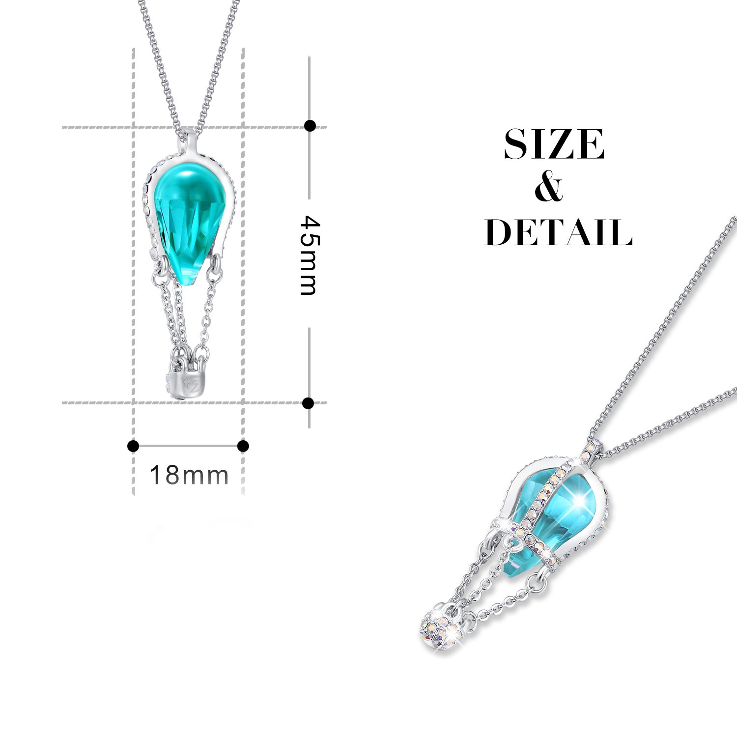 MEGA CREATIVE JEWELRY Collar de Swarovski Para las Mujeres Colgante del Globo del Aire Caliente Regalo Creativo Para la Hija de la Esposa de la Mamá