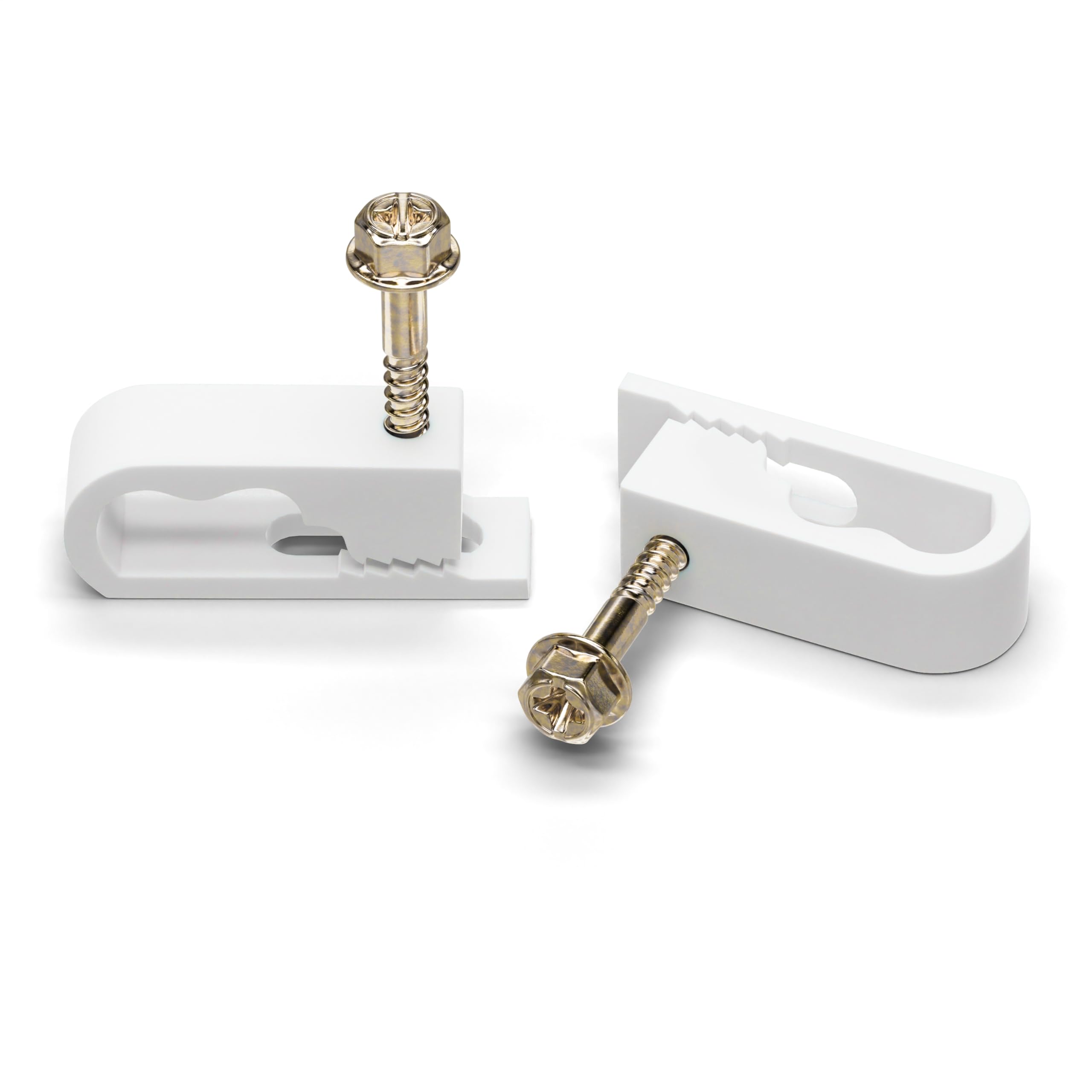 THE CIMPLE CO Dual Cable Clips with Screws - 1/2 Inch Coaxial Cable Clamps Outdoor - Exterior Cord Management for Coax, CAT Ethernet, Electrical Wire - Screw Clamps for Wires on Wall - 10 PCS, White