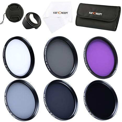 K&F Objektiv Filterset 72mm UV CPL FLD ND Filter Set 72mm Schutzfilter 72mm Polfilter 72mm mit Gegenlichtblende 72mm Reinigun