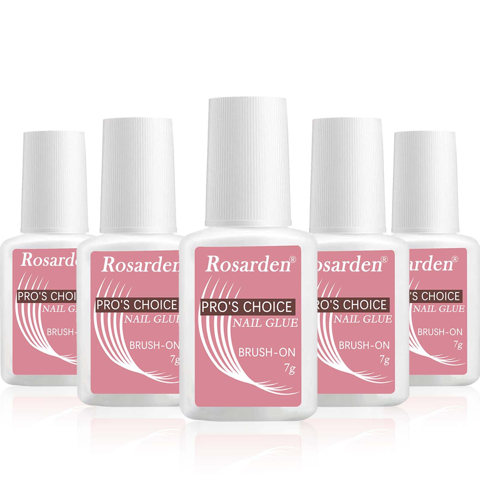 Nail Glue Extra Strong for Acrylic Nails, Brush on Nail Glue Extra Strong Nail Tips Press-On Nails Quick Dry On Fake Nails For Stick On Nails 5pcs