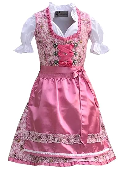 Trachtenkleid 3tlg. Kinder Dirndl Mädchen Kleid Gr. 104,116,128,140,146,152