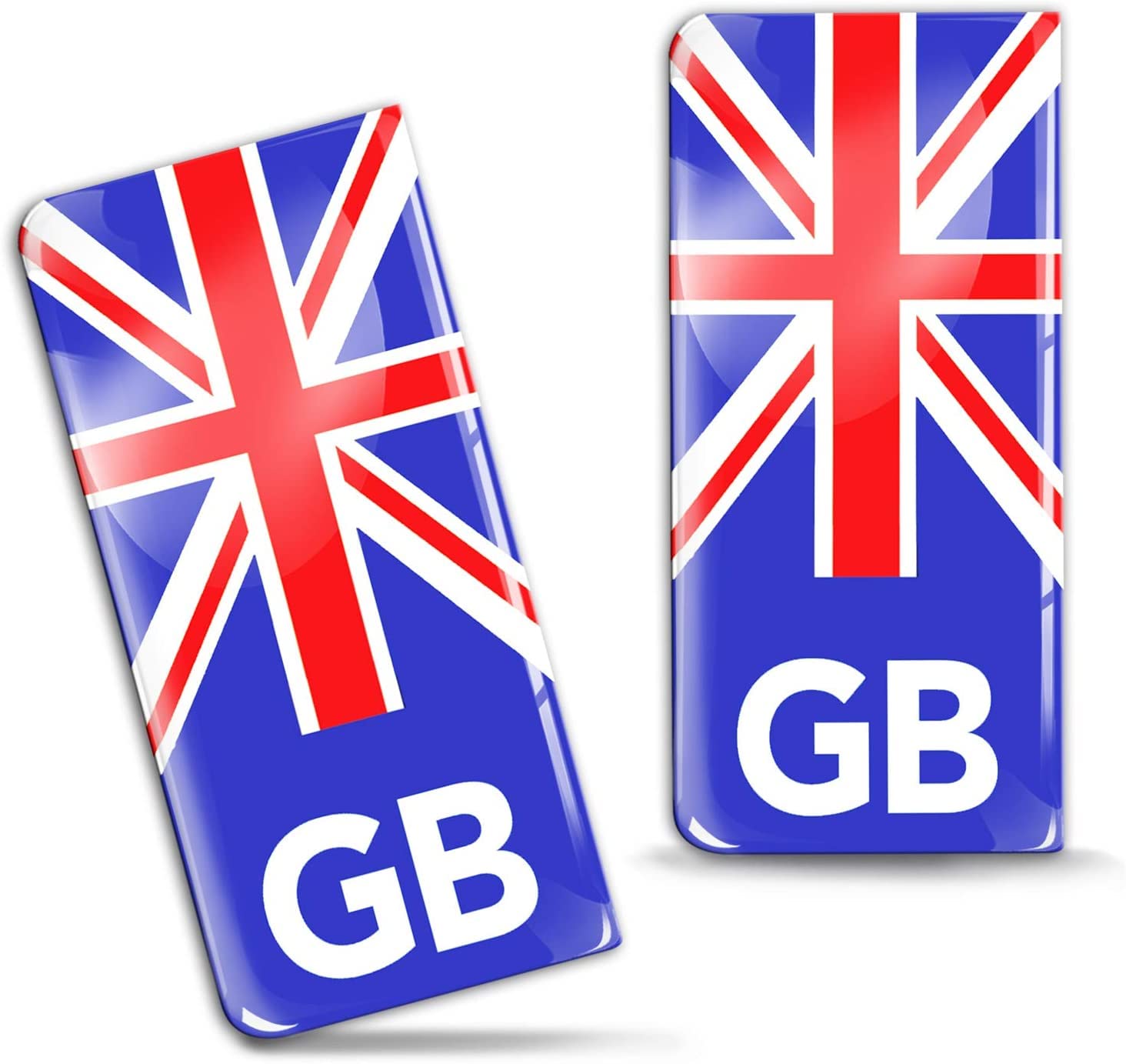 SkinoEu® 2 x 3D Gel Silicone GB Badge Car Number Plate Self-adhesive Stickers UK Union Jack decals QS 1