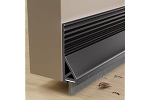 KAYLEINSTER 2 Pack Door Sweep for Bottom of Door with Brush,39" Silicone Under Door Draft Stopper Reduce Noise,Adhesive Door Gap Filler Bottom for Exterior & Interior Doors Blocker Dust Cold Air,Black