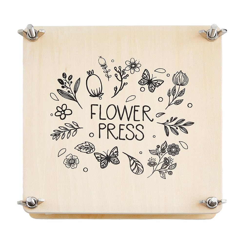 SUPERFINDINGS Flower Press Kits Plant Preservation Kit DIY Flower Press Book Wooden Flower Press Kit Leaf Press for Adults to Make Dried Plant, 150x150x74mm